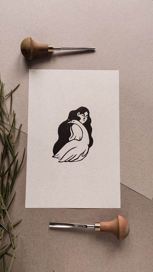 Gąska - grafika, linoryt 15 x 23 cm Basia Pospischil
