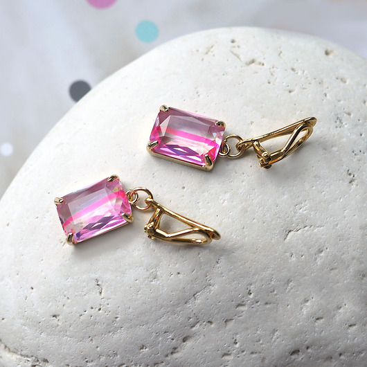 klipsy ZŁOTE KLIPSY z kryształem w okuciu