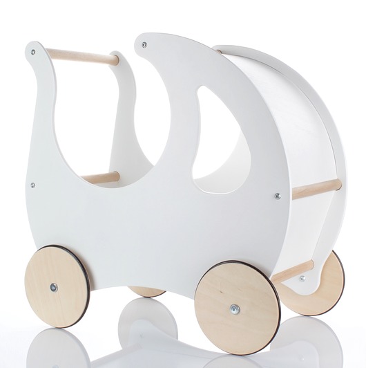 klocki i zabawki drewniane Drewniany wózek dla lalek /pchacz 