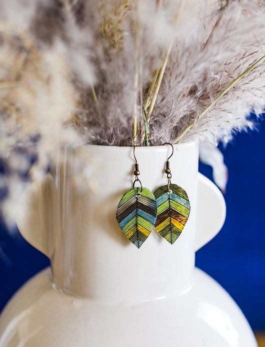 kolczyki - inne Kolczyki listki w kolorach ziemi