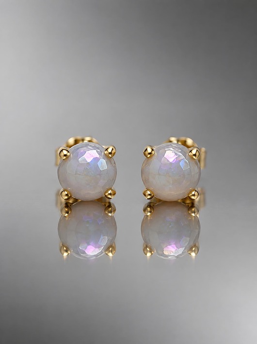 kolczyki z kamieniami Dots - agaty szare mystic /alloys collection/ - sztyfty