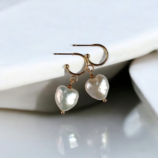 kolczyki pozłacane Serce - perła : kolczyki pozłacane : wyjątkowy prezent PREMIUM