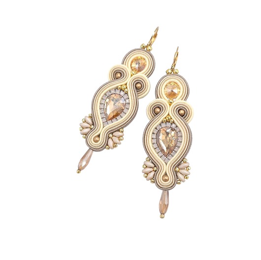 kolczyki soutache Kolczyki sutasz kremowe długie wieczorowe Orina