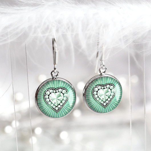 kolczyki srebrne DIAMOND HEARTS - ŚLICZNE DELIKATNE kolczyki srebrne bigle