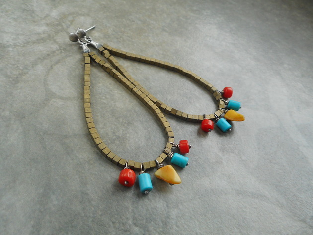 kolczyki srebrne Kolorowe boho srebro 925