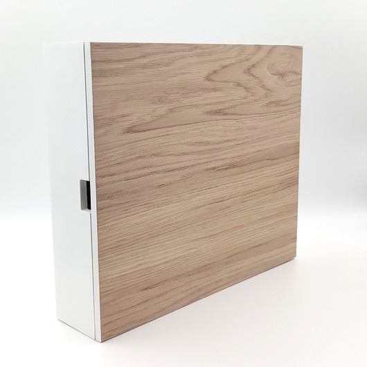 wieszaki Duża skrzynka na klucze, biała + dąb, 12 haczyków