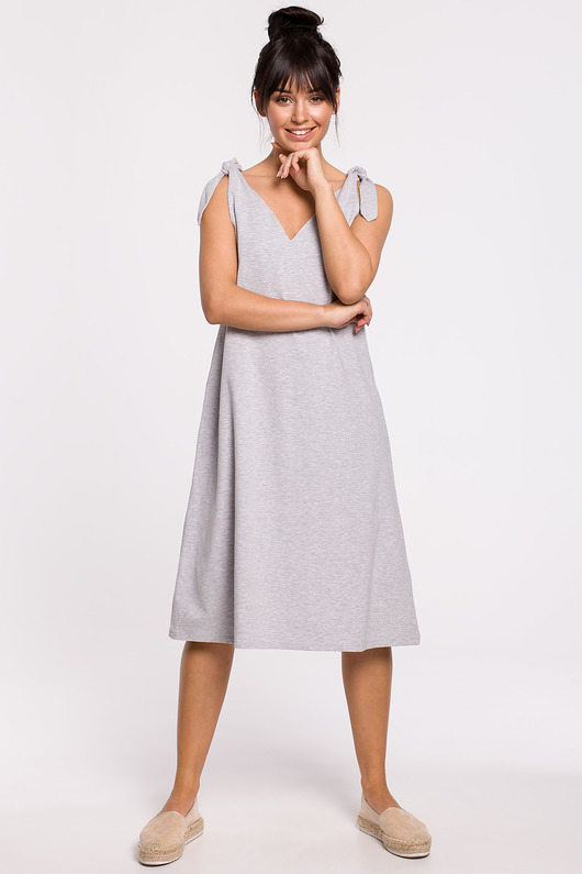 sukienki midi damskie Sukienka na ramiączkach-szara(B-148)