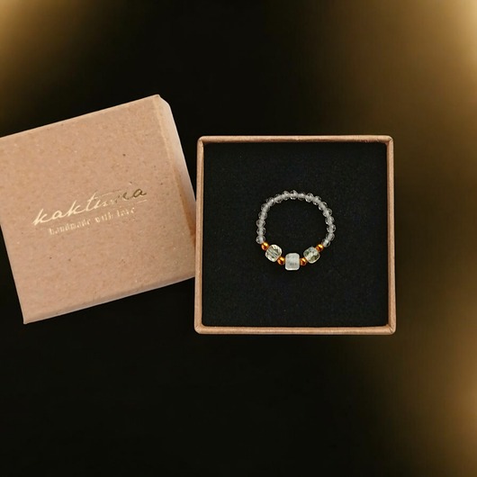 pierścionki elastyczne Pierścionek DOBROBYT - amulet - cytryn, kwarc dymny, kryształ górski