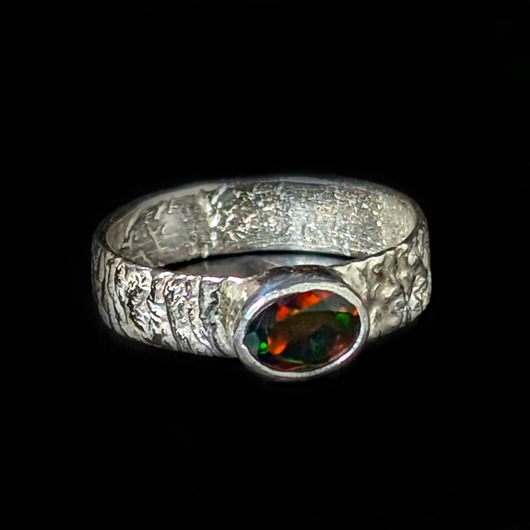 pierścionki srebrne Pierścionek czarny opal r. 25