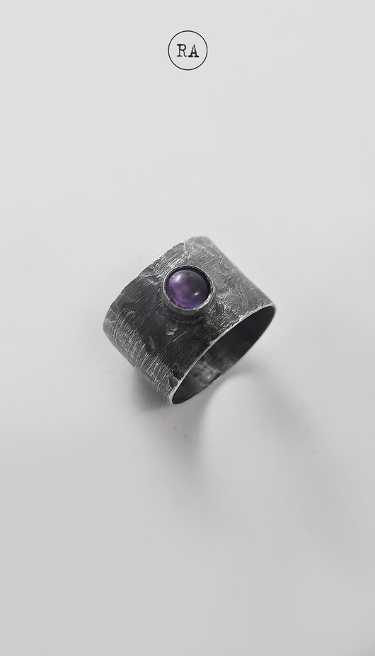 pierścionki srebrne Srebrny pierścionek z ametystem - każdy rozmiar