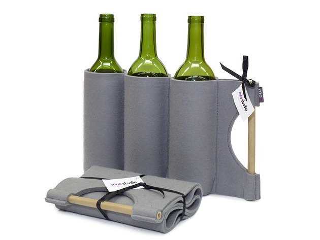 Wine carry bag gray 3 moo studio