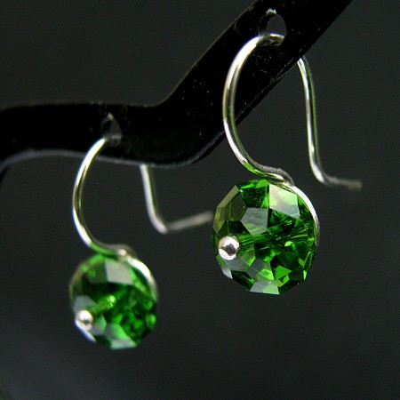 Malutkie kolczyki kryształ Swarovski Fern Green Rondelles Marisella