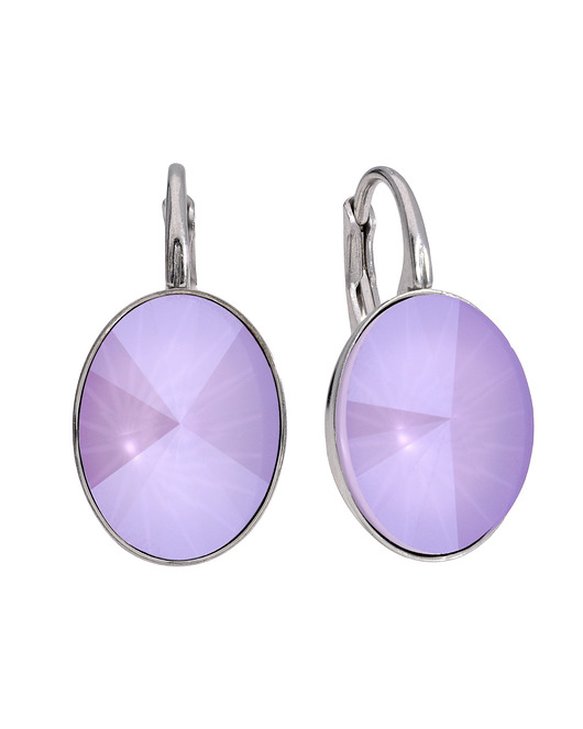 Srebrne kolczyki owalne fioletowy Swarovski KOM Biżuteria