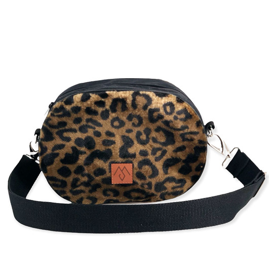 torby na ramię Torebka damska z weluru tapicerskiego "Mili Boxy Bag" - czarna panterka