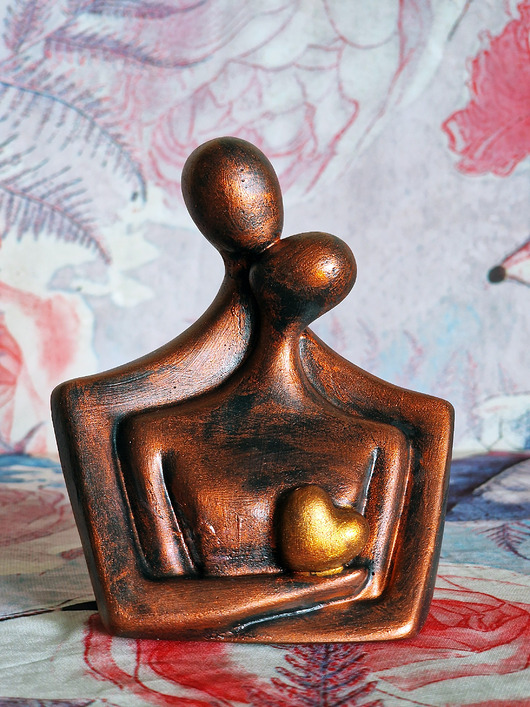 figurki i rzeźby Rzeźba z gipsu, Para Zakochanych, czerwona, wys. 11,5 cm