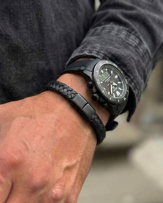 biżuteria męska Bransoletka męska ze skóry naturalnej ArgentoMen