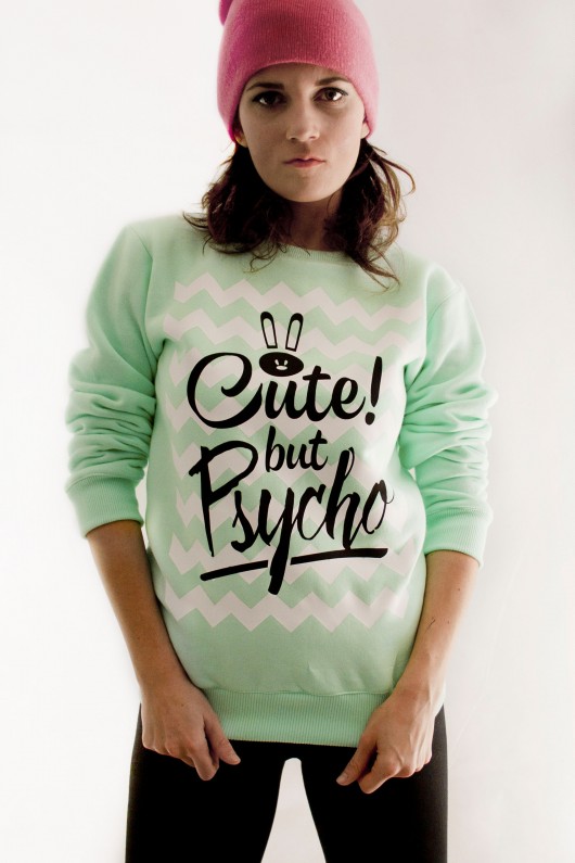 Bluza Miętowa Cute but Psycho! ŁAP NAS