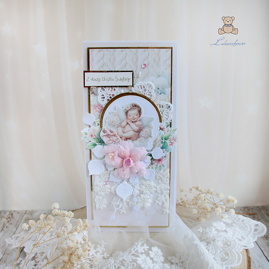 kartki, zaproszenia na chrzest Kartka na chrzest święty, pamiątka chrztu "SweetheartBaby 1" GOTOWA