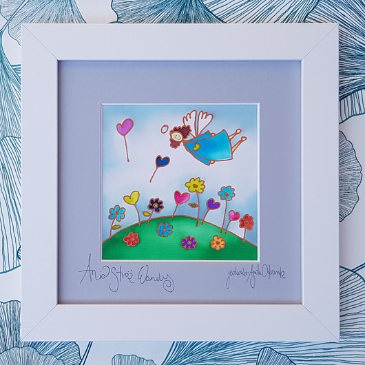 Anioł stróż personalizowany jedwabie agaty
