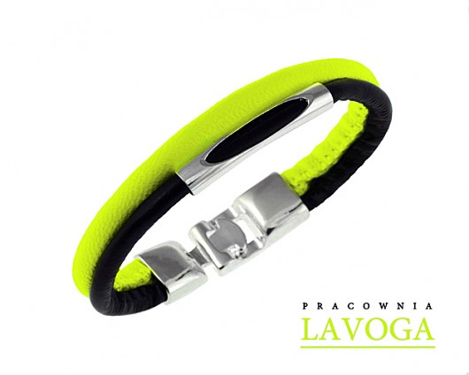 Bracelet in neon yellow and black. Lavoga