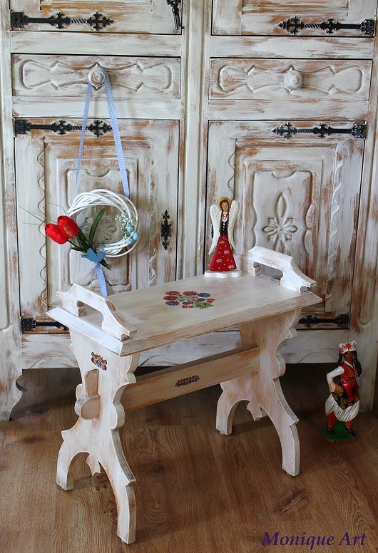 Stolik, zydelek, shabby chic, folk Monique Art
