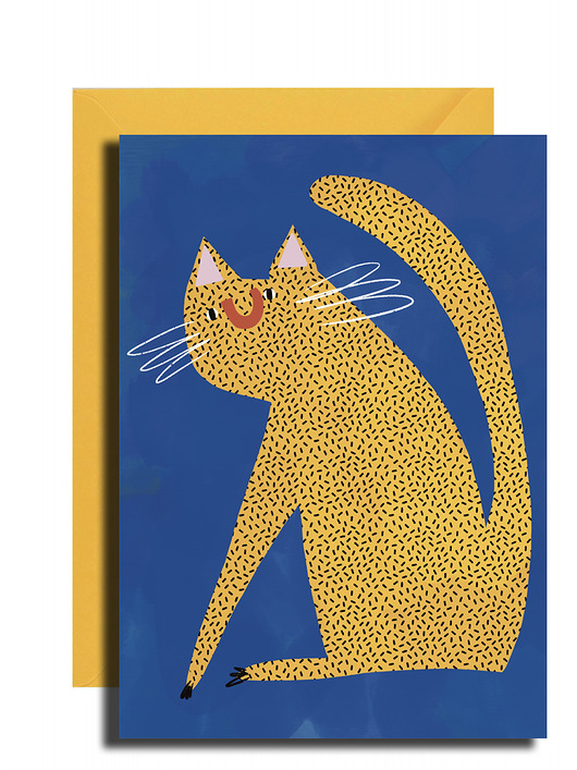 kartki okolicznościowe - wydruki Kartka okolicznościowa żółty kot + koperta