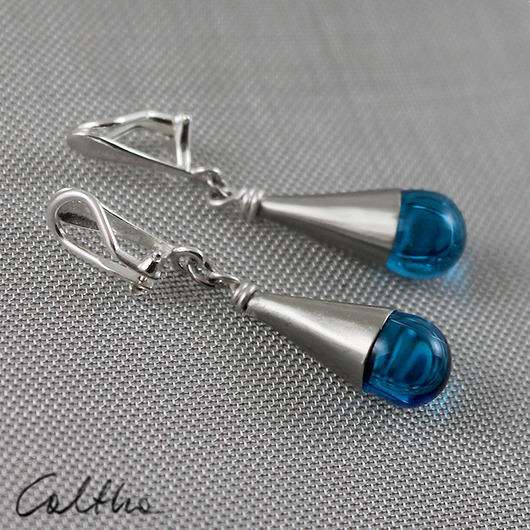 Szafirowe krople - klipsy II Caltha