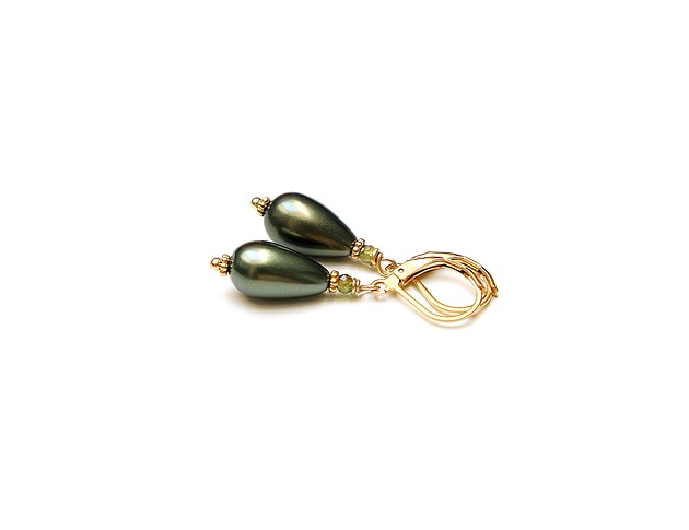 kolczyki pozłacane Kolczyki pozłacane Pearls /green/ 