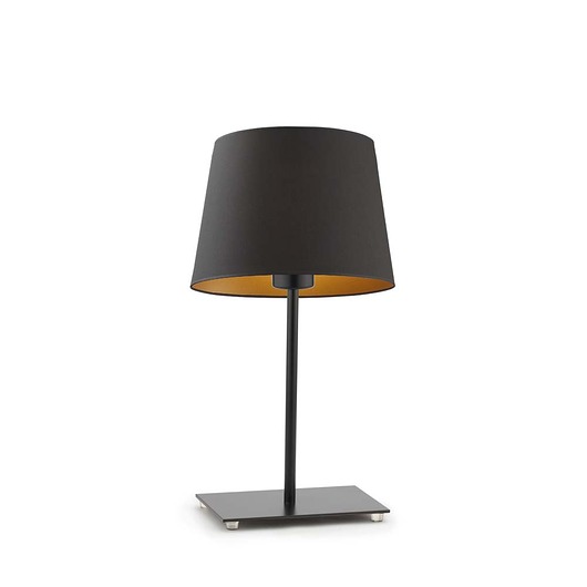 lampy stołowe Czarna lampka nocna z abażurem ze złotym wnętrzem GENUA GOLD
