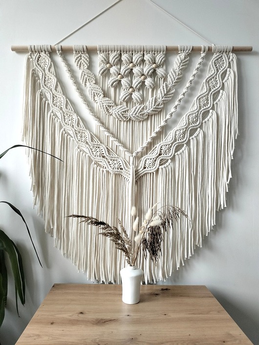 makramy Makrama Ścienna BOTANICA 100 Wyjątkowy Wzór Kwiaty 3D - 100x100 cm