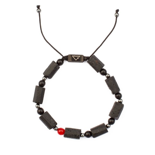 biżuteria męska Męska bransoletka z czarnymi bryłami turmalinu