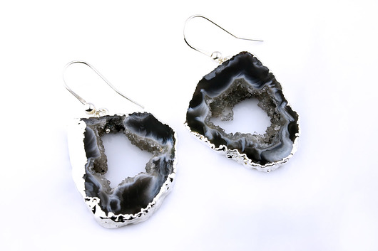 Earrings Plaster Geody Agatu srebro Brazi Druse Jewelry