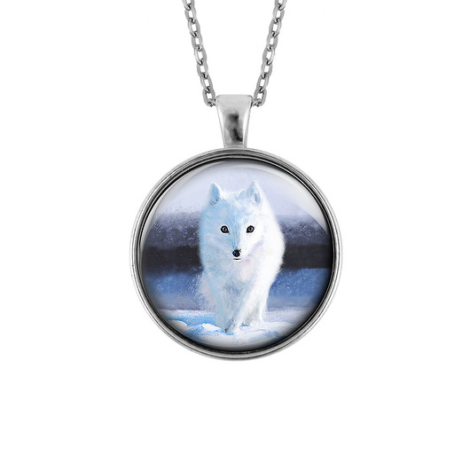 wisiory Medalion - Biały lis - duży