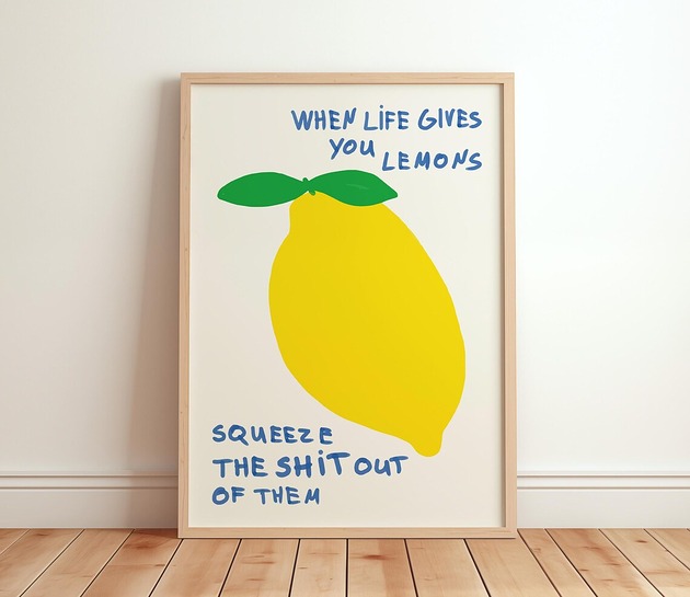 plakaty Grafika z cytryną When life gives you lemons