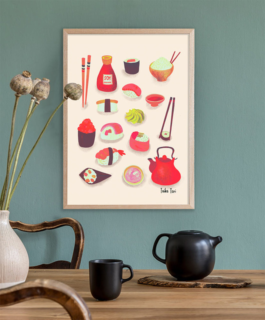 plakaty Plakat Sushi Love - fine art