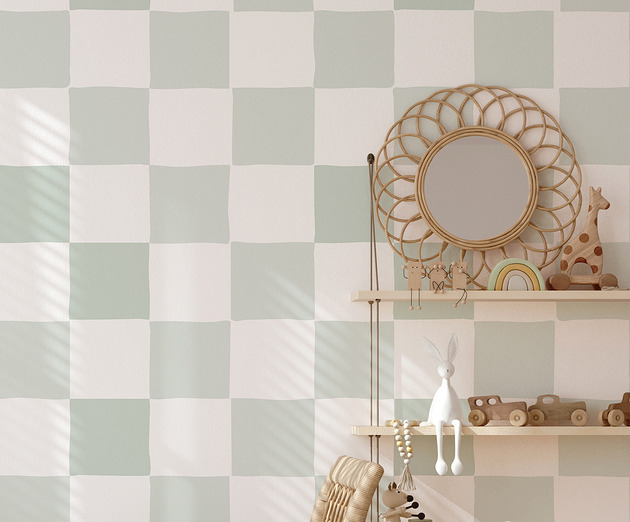 naklejki ścienne do pokoju dziecka Tapeta Szachownica "Sage Chess"