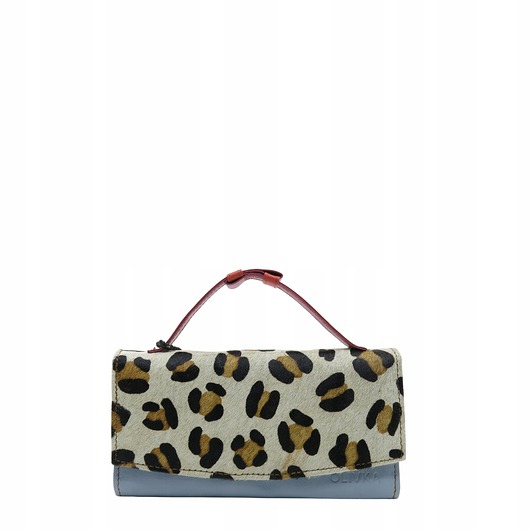 portfele damskie Portfel damski skórzany klapka wzór skóra naturalna na prezent eko OLIVKA