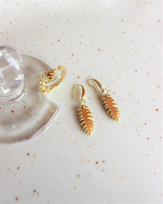 Kolczyki pozłacane "Liście paproci" Ker Jewellery