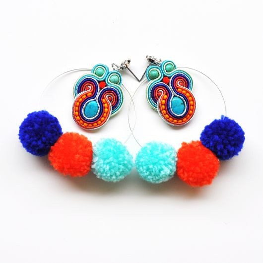 Sutaszowe kolczyki BOHO POMPOM SUMMER Sylwia Żak