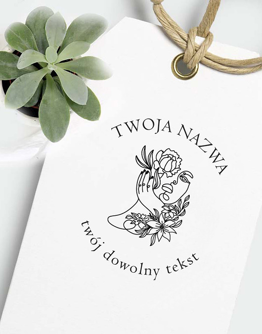 stemple Dłonie, kwiaty wzór stempla dla kwiaciarni, kosmetyczki