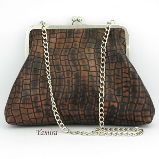 Torebka L :: crocodillo black and copper :: yamira