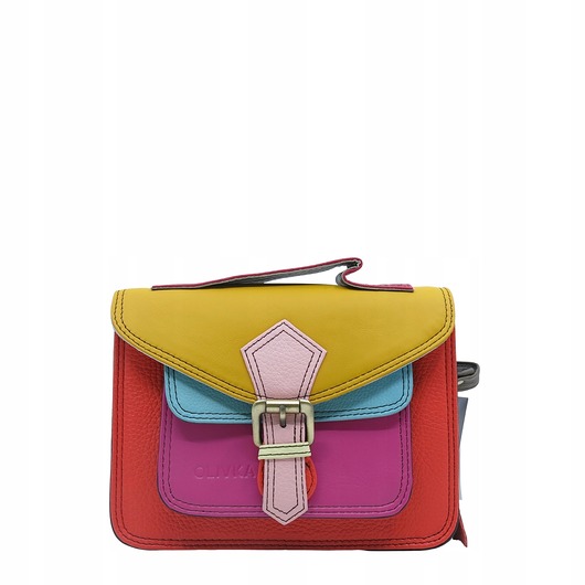 torby na ramię Torebka damska skórzana listonoszka kolorowa rączka regulowany pasek OLIVKA