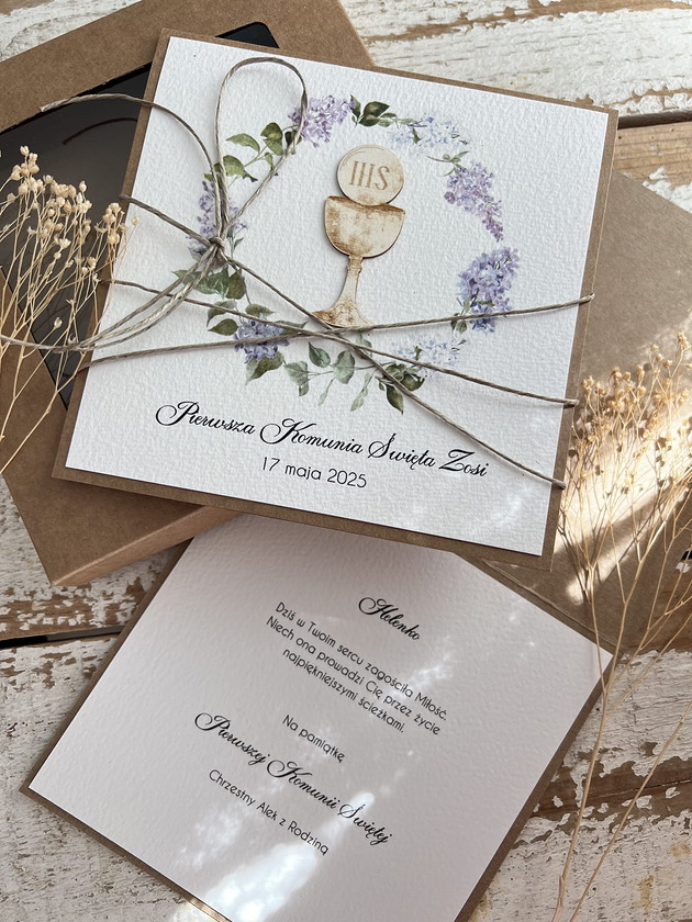 kartki na komunię Wyjątkowa kartka na komunię dla dziewczynki, chłopca  ręcznie robiona