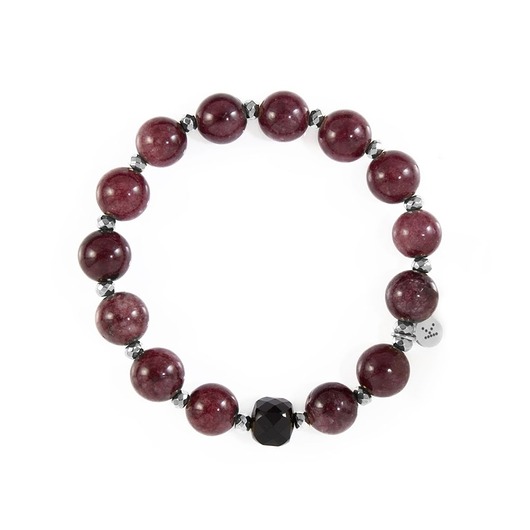 bransoletki z kamieni naturalnych Bransoletka z bordowych kamieni szczęścia - Wersja Srebrna