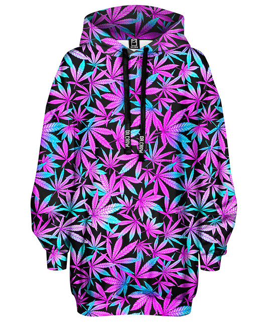 bluza z kapturem damska Bluza Oversize Tunika DR.CROW Cannabis