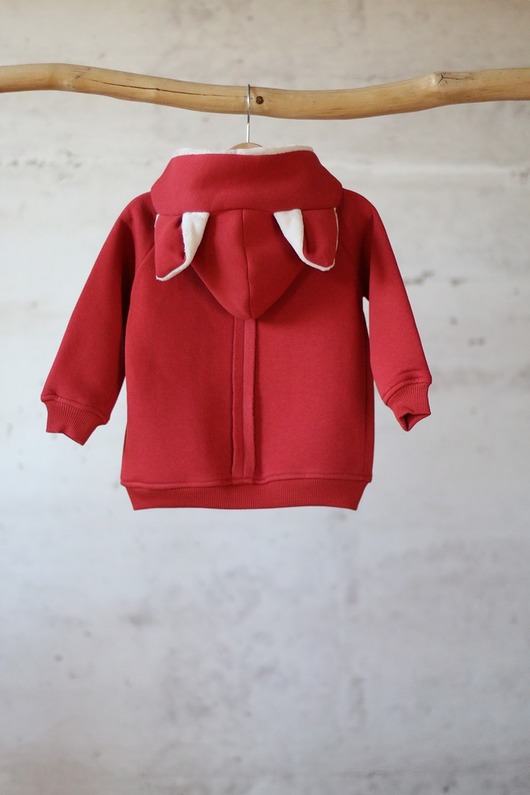 bluzy dla dziewczynki Bluza Malinowy KOT z Uszami
