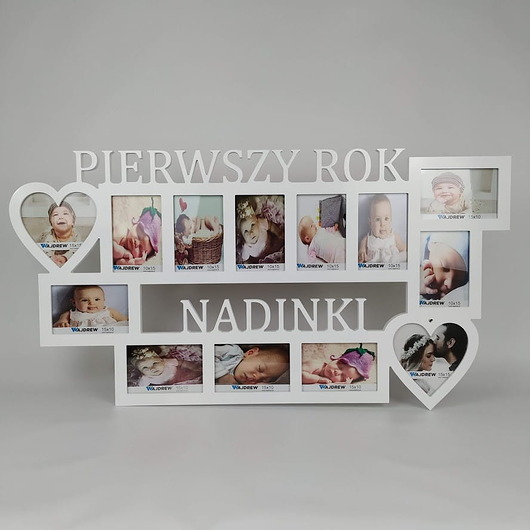 ramki na zdjęcia Multirama ramka na zdjęcia Pierwszy roczek imię 13 zdjęć serca