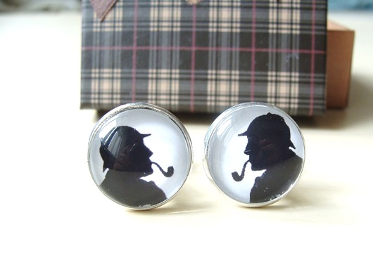 Spinki Sherlock Holmes + pudełko PodLupa