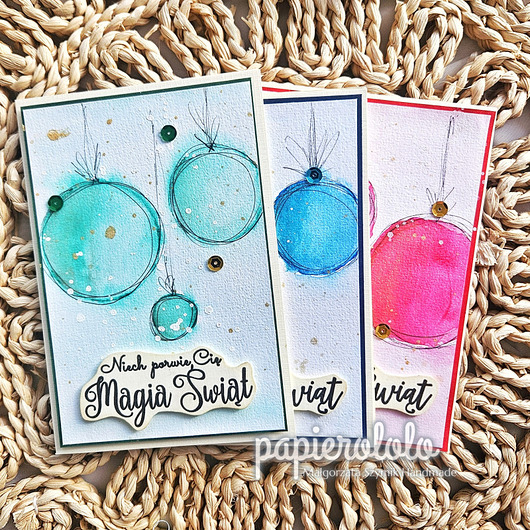 kartki świąteczne Zestaw kartek malowanych akwarelowych