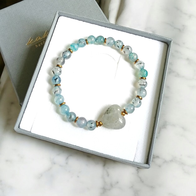 bransoletki z kamieni naturalnych Serce z labradorytu i agat smoczy